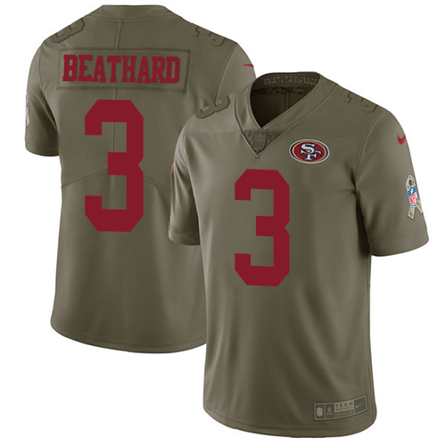 San Francisco 49ers Limited Olive Men C. J. Beathard NFL Jersey #3 2017 Salute to Service->youth nfl jersey->Youth Jersey
